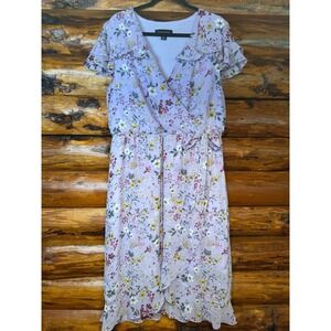 Perceptions Purple Floral Ruffled Dress‎ Size 14
